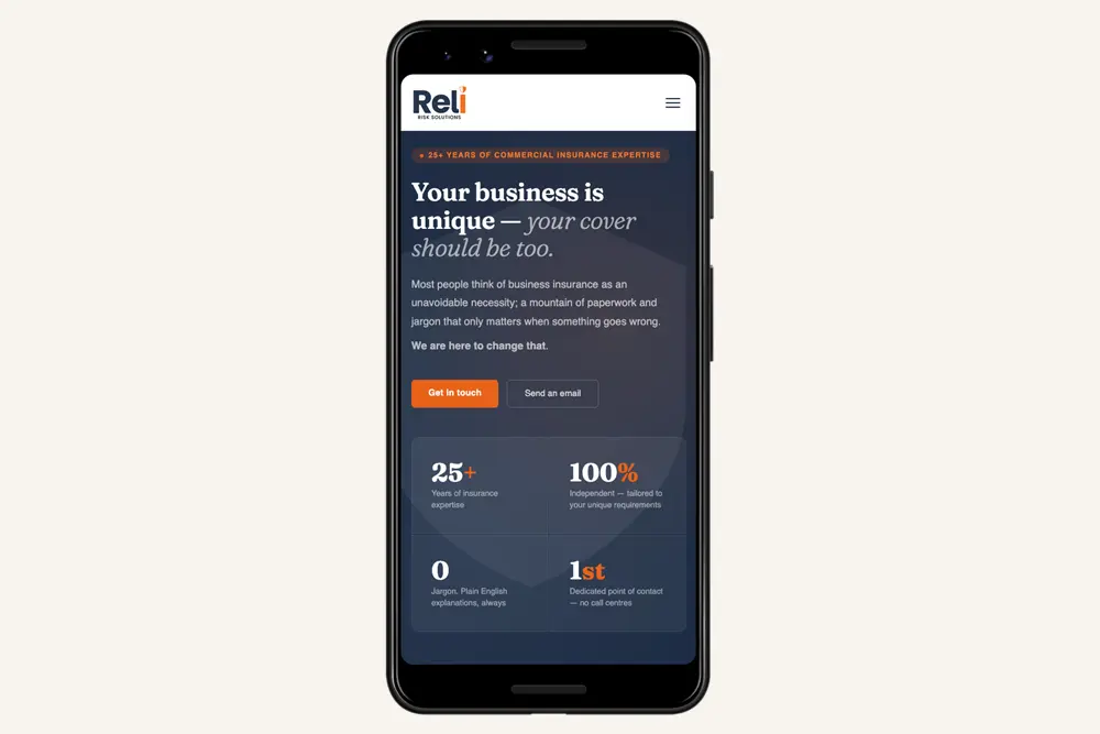Reli Risk Solutions website image